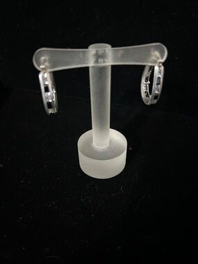 Taxco Silver Hoop Earrings with Open Cutout Pattern - Silver